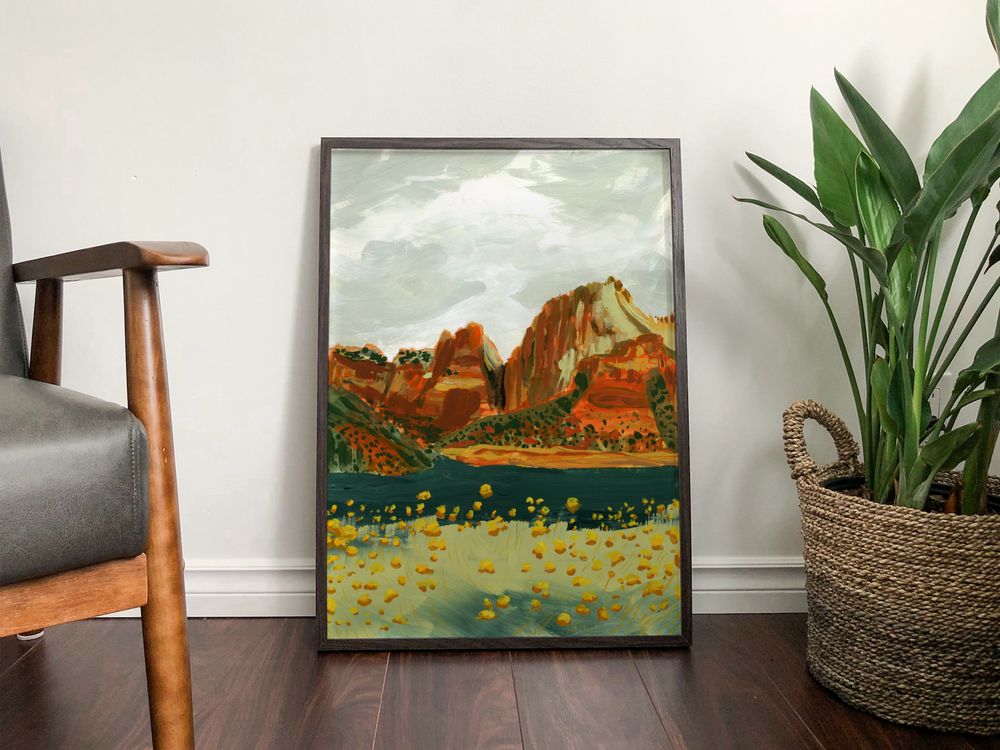 "Zion Cliffs" Vertical Fine Art Print - Jordan McDowell - art print - painting - home decor