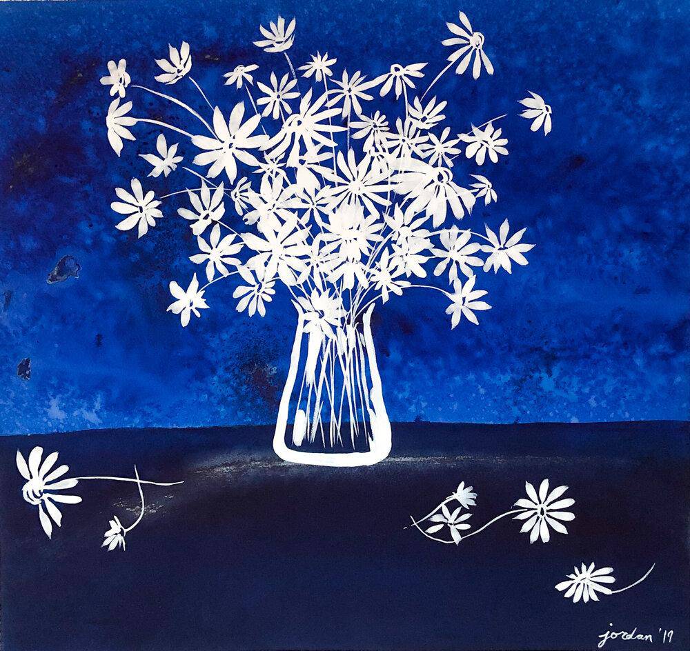 Daisy | Blue Floral Collection | SOLD - Jordan McDowell - art print - painting - home decor