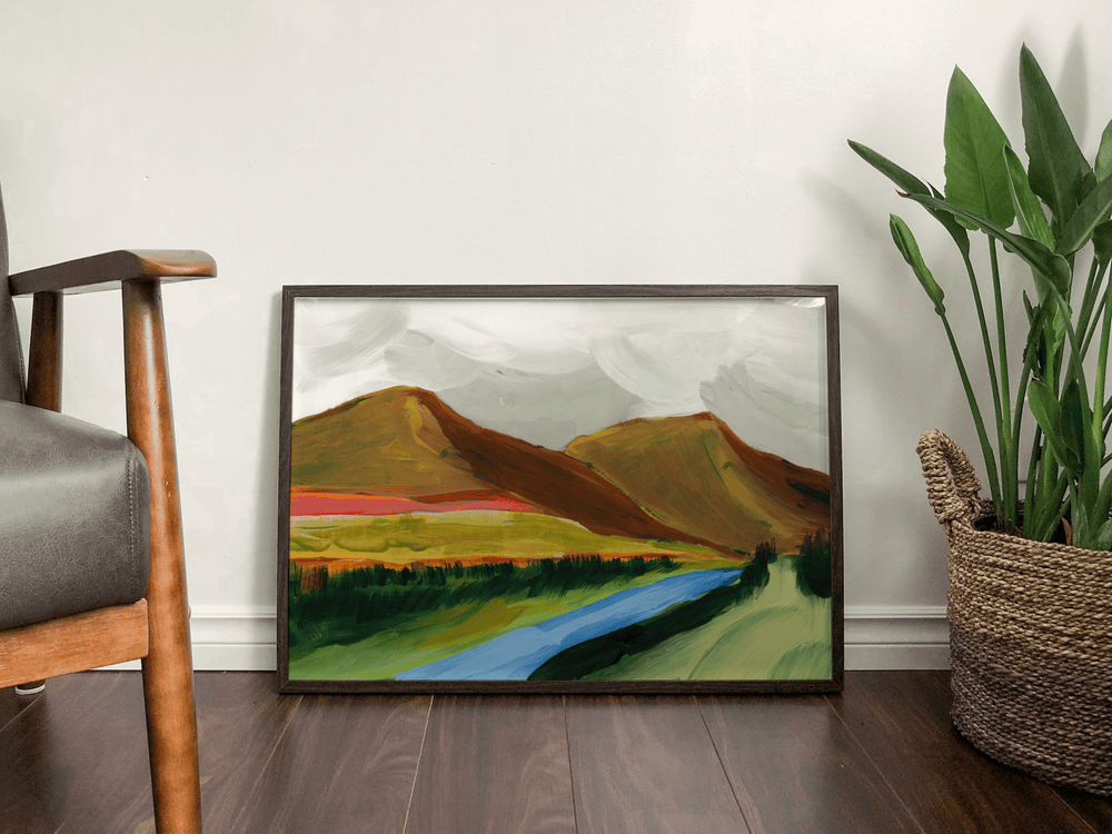 "Lazy River Mountains" Horizontal Landscape Canvas Art Print
