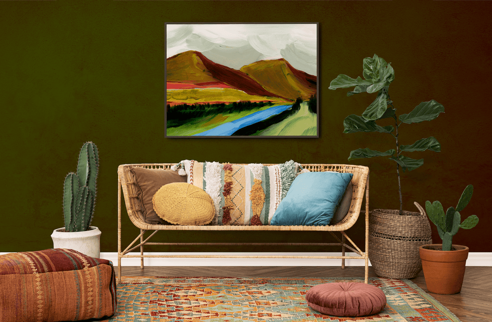 "Lazy River Mountains" Horizontal Landscape Canvas Art Print