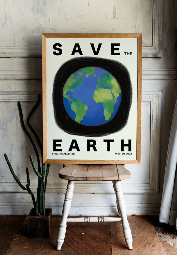 "Save the Earth" Vertical Poster - Jordan McDowell - art print - painting - home decor
