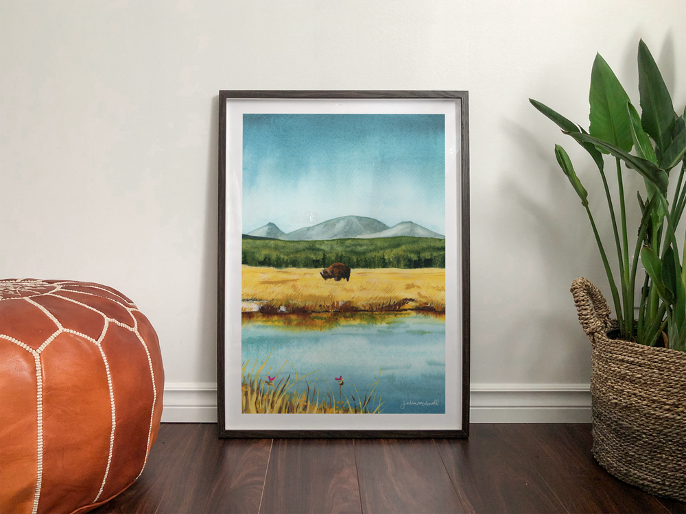 "Yellowstone Buffalo" Vertical Fine Art Print - Jordan McDowell - art print - painting - home decor